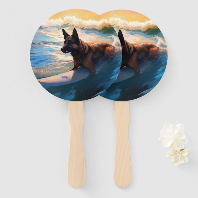 Leque Pintura Belga de Surfe em Praia (Frente e Verso)