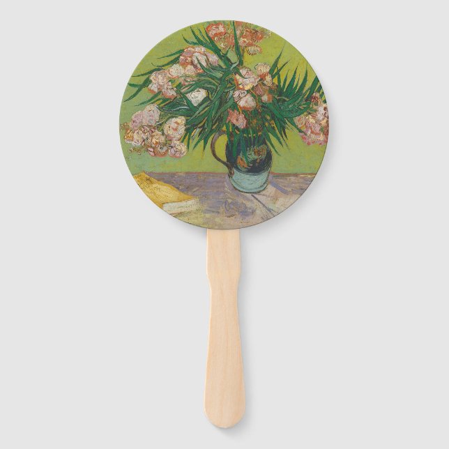 Leque pintura de flores de oleandro de Vincent Van Gogh (Frente)