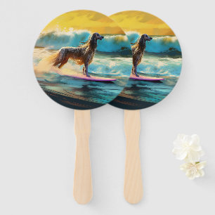 Leque Pintura de surf em praia de hound afegã