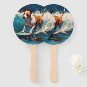 Leque Pintura de Surf na Praia de Bull Terrier