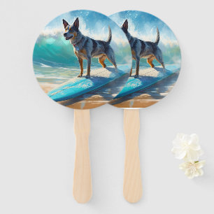 Leque Pintura de Surf na Praia do Blue Heeler