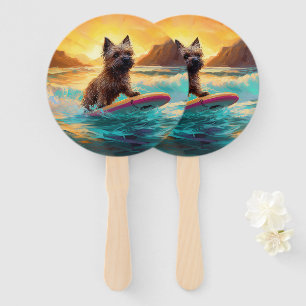 Leque Pintura de Surf na Praia do Cairn Terrier