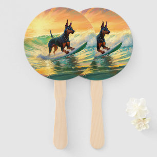 Leque Pintura de surfe na praia do Doberman
