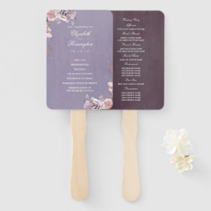Leque Plum Mauve e Lilac Vintage Flora Wedding Program