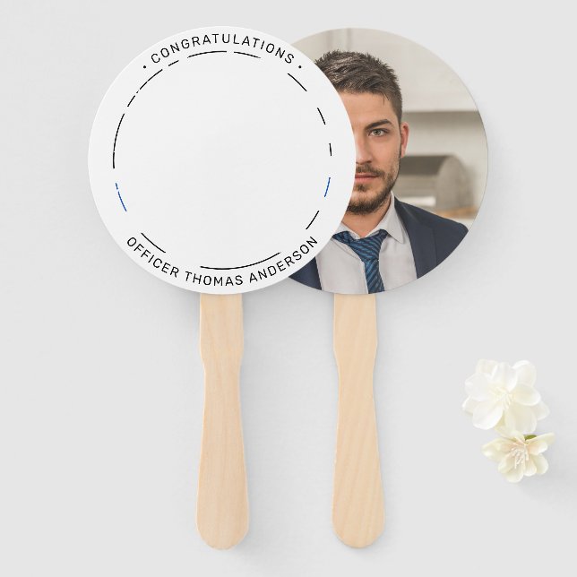 Leque Policial de Festa Thin Blue Line Parabéns (Frente e Verso)