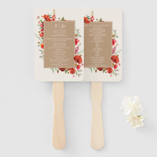Leque Poppy Wildflower Cardstock (Frente e Verso)