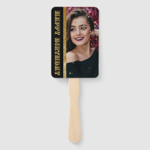Leque Preto chico elegante moderno e doce de ouro 16 mã