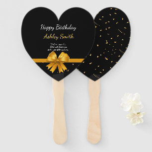 Leque Preto chico elegante moderno e doce de ouro 16 mã