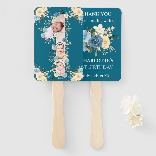 Leque Primeiro aniversario de Colagem de Fotografias Tea (Frente e Verso)