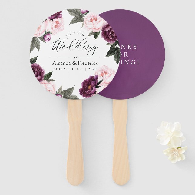 Leque Proep Velvet Floral Wedding Favor (Frente e Verso)