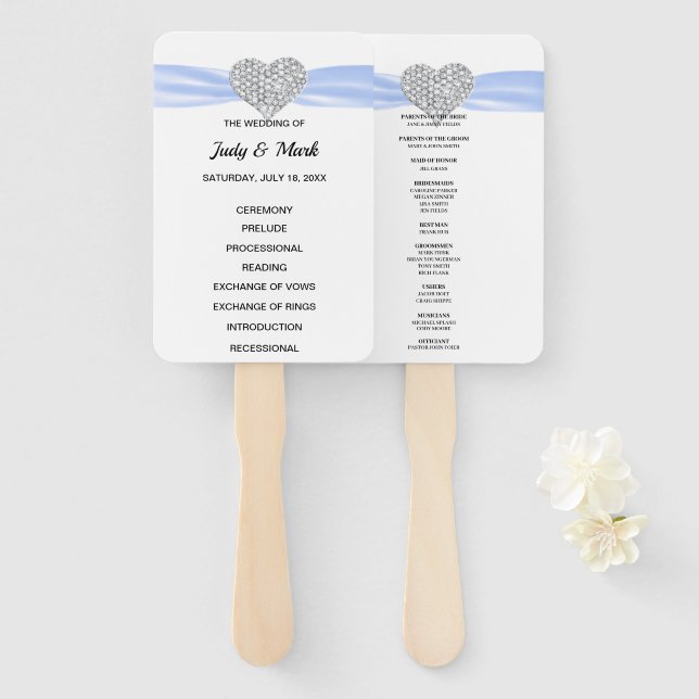 Leque Programa Blue Diamond Heart Wedding (Frente e Verso)