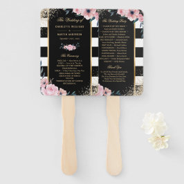 Leque Programa Blush Black Dourado Floral Weding