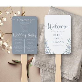 Leque Programa Boho Floral Eucalyptus Blue Weding Progra