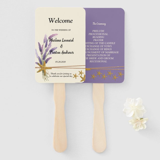 Leque Programa bonito de Casamento Simples de Peixe-Estr (Frente e Verso)