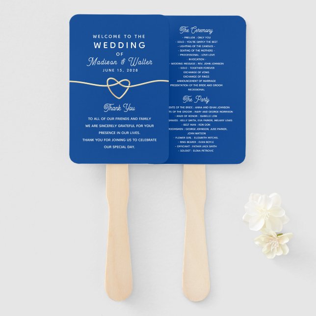 Leque Programa Casamento Azul Real (Frente e Verso)