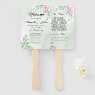 Leque Programa Casamento Boho Watercolor Eucalyptus