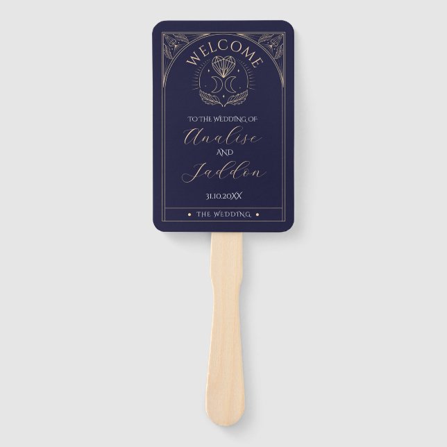 Leque Programa Casamento Corações Cristais Tarot Moon St (Frente)