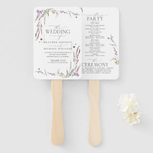 Leque Programa Casamento de Caligrafia Roxo