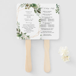 Leque Programa Casamento Dourado de Folhas e Eucalyptus