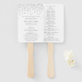 Leque Programa Casamento Vintage Glam Silver Confetti