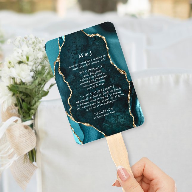 Leque Programa de Casamento Ágata Azul-esverdeado, Mármo (Criador carregado)