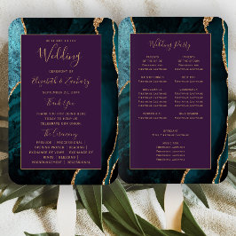 Leque Programa de Casamento Ágata Dourada Verde