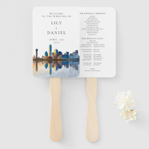 Leque Programa de Casamento Aquarela da Silhueta de Dall