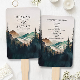 Leque Programa de Casamento Aquarela Floresta de Pinheir