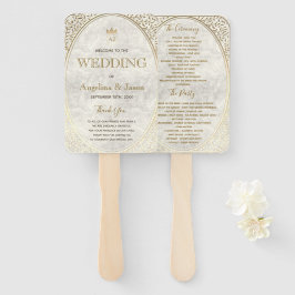 Leque Programa de Casamento Art Déco Dourado