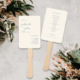 Leque Programa de Casamento Azul de Marinho Minimalista