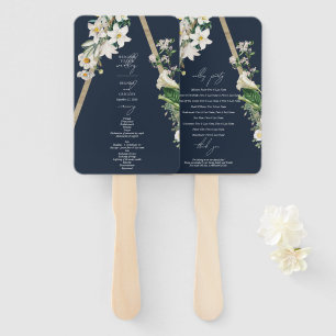Leque Programa de Casamento Azul Florais da Pirâmide da 