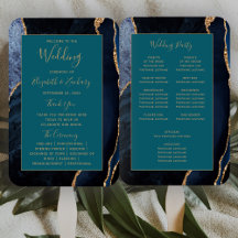 Programa de Casamento Azul Naval Ágata Dourado Ver