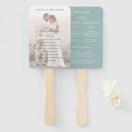 Leque Programa de Casamento Azul Simples e Elegante