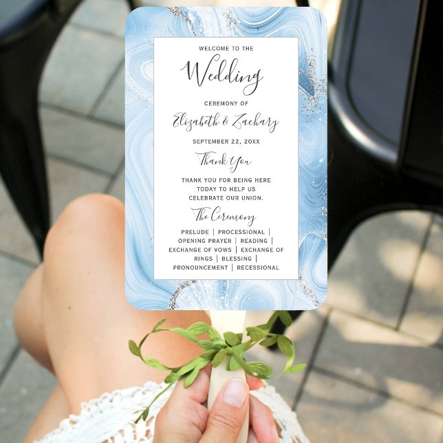 Leque Programa de Casamento Baby Blue Silver Agate (Criador carregado)