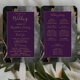 Leque Programa de Casamento Black Gold Agate Deep Purple