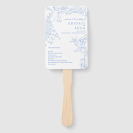 Leque Programa de Casamento Blue Chinoiserie Toile de Jo