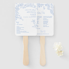 Leque Programa de Casamento Blue Chinoiserie Toile de Jo