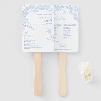 Leque Programa de Casamento Blue Chinoiserie Toile de Jo