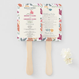 Leque Programa de Casamento Boho Chic Floral Retro Meado