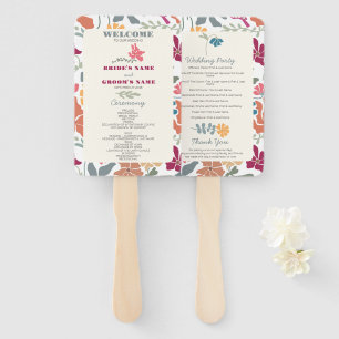 Leque Programa de Casamento Boho Chic Floral Retro Meado