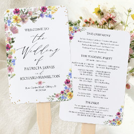 Leque Programa de Casamento Boho com Flores Silvestres