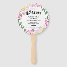 Leque Programa de Casamento Boho Floral com Rosas Rosas 