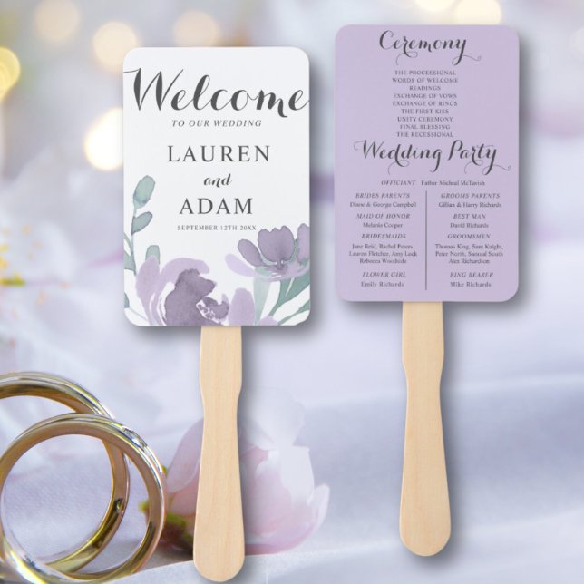 Leque Programa de Casamento Boho Floral Eucalipto Roxo (Criador carregado)