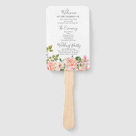 Leque Programa de Casamento Botânico Cor-de-Rosa Esbranq