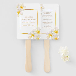 Leque Programa de casamento branco da Watercolor frangip