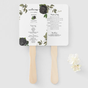 Leque Programa de Casamento Branco de Halloween Gótico