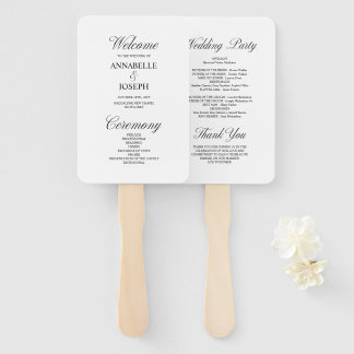 Leque Programa de Casamento Branco Formal de Script Eleg