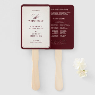 Leque Programa de Casamento Burgundy Moderno e Sofistica