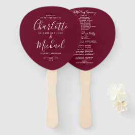 Leque Programa de Casamento Burgundy Signature Script