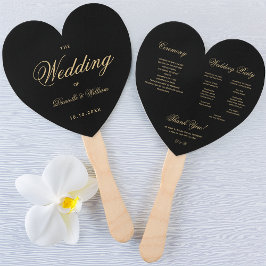 Leque Programa de Casamento Cardíaco de Script Elegante 